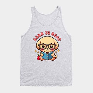 Born to Read Labrador Puppy Reading Book Kawaii Bookish Tank Top